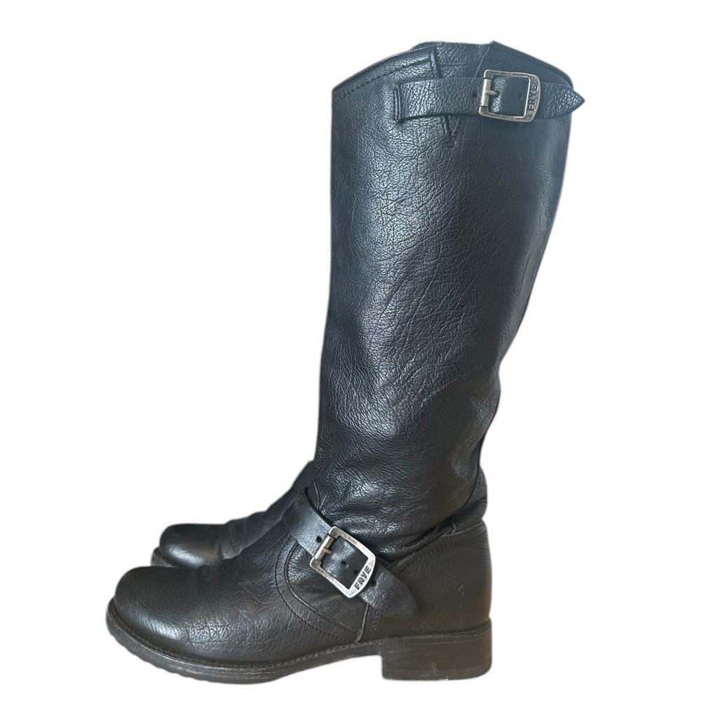 Frye Vintage Black Leather Knee High Veronica Slouch Boot Size 8.5 - Picture 2 of 11